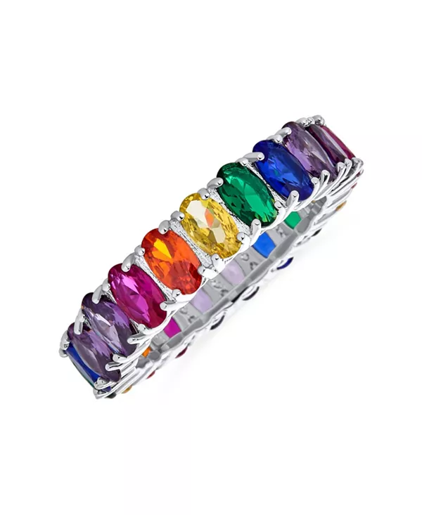 

Кольцо-Вечность с разноцветными кубическими цирконами, разноцветная радуга, серебро 925 пробы Bling Jewelry, multicolor