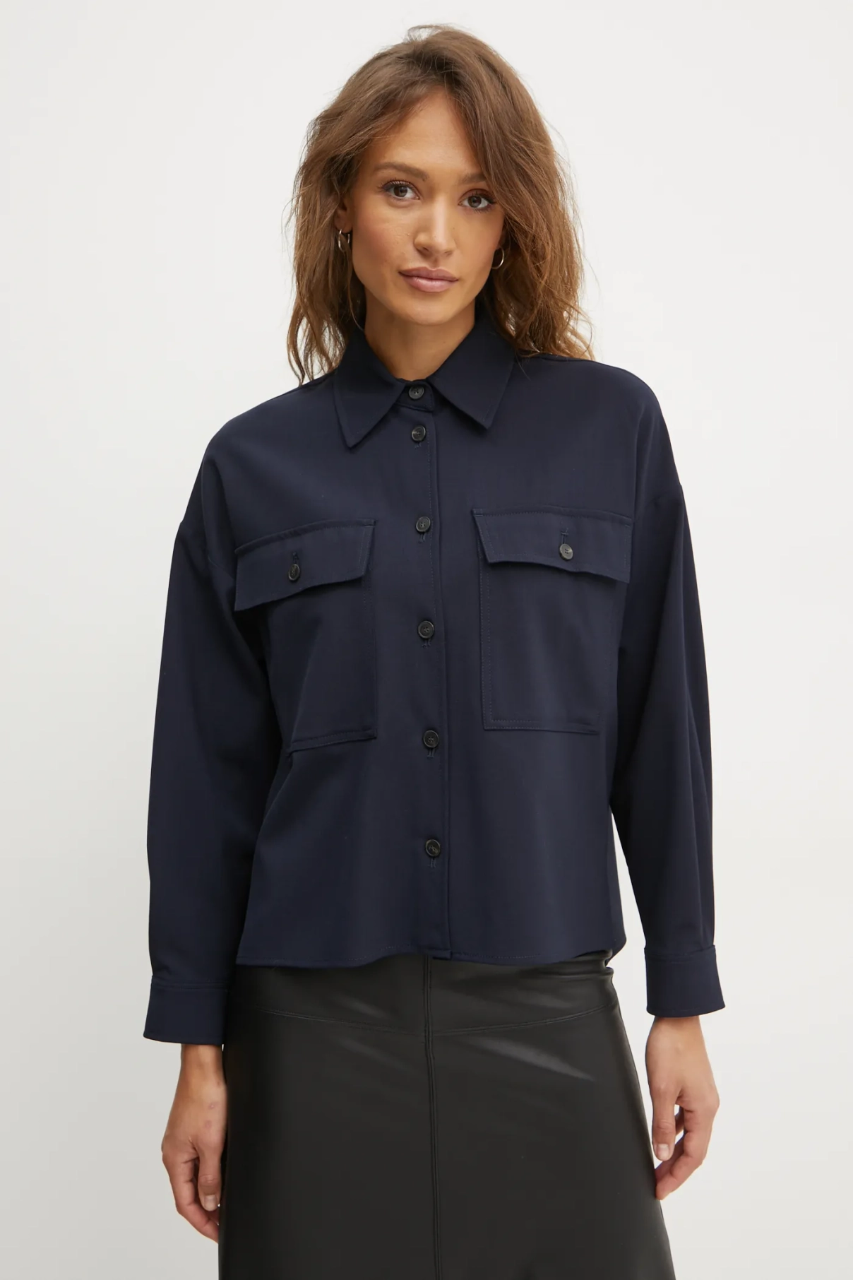 

Рубашка из смесовой шерсти Weekend Max Mara, темно-синий