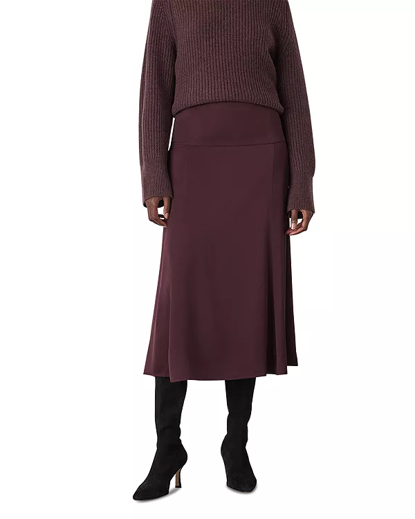 

Атласная юбка миди, скроенная по косой Whistles, красный