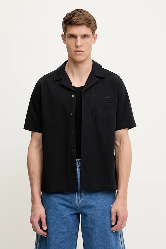 

Хлопковая рубашка Essential Adidas Originals, черный