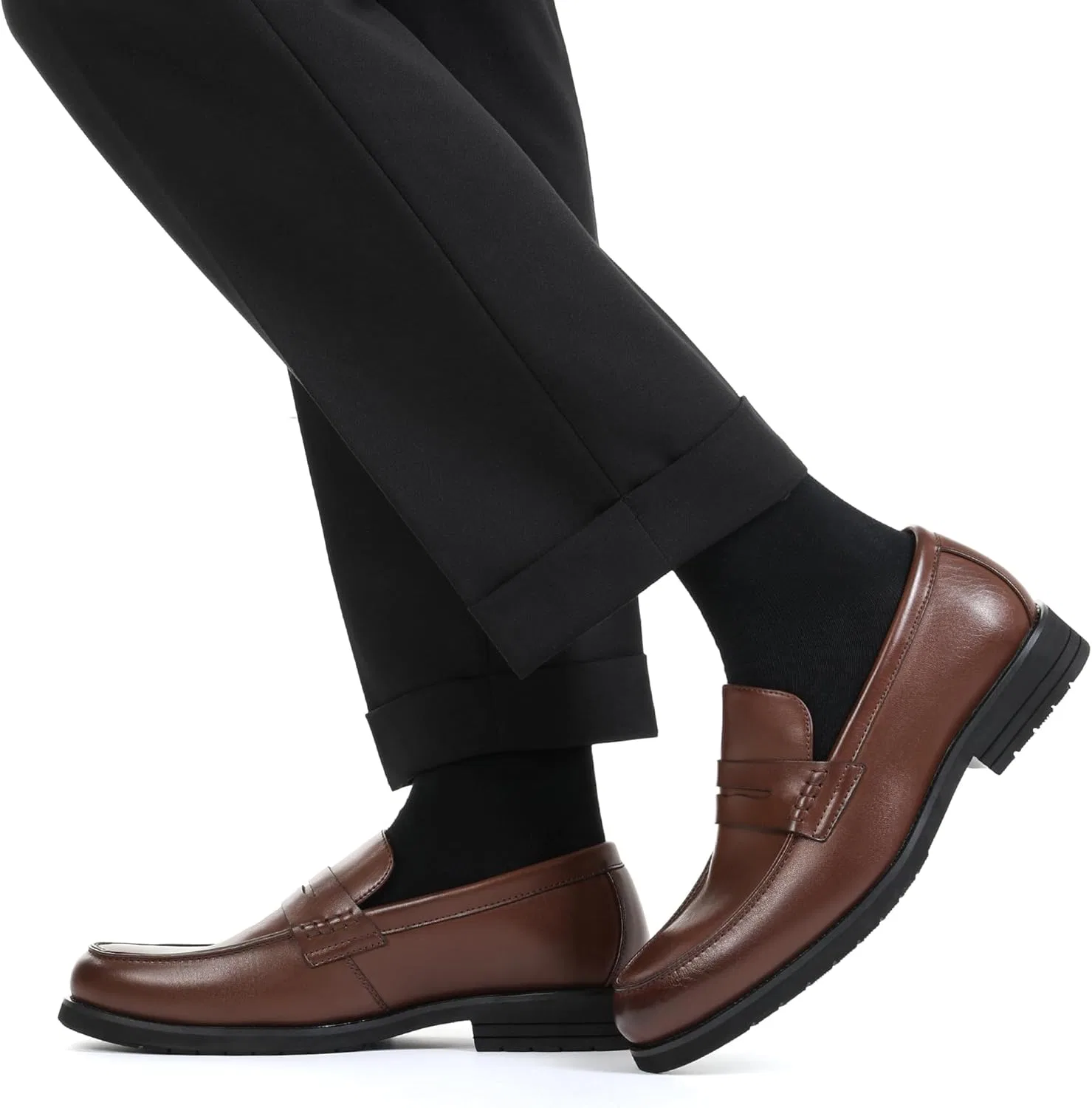Мужские деловые лоферы без шнурков Bruno Marc, Dark Brown — фото 2