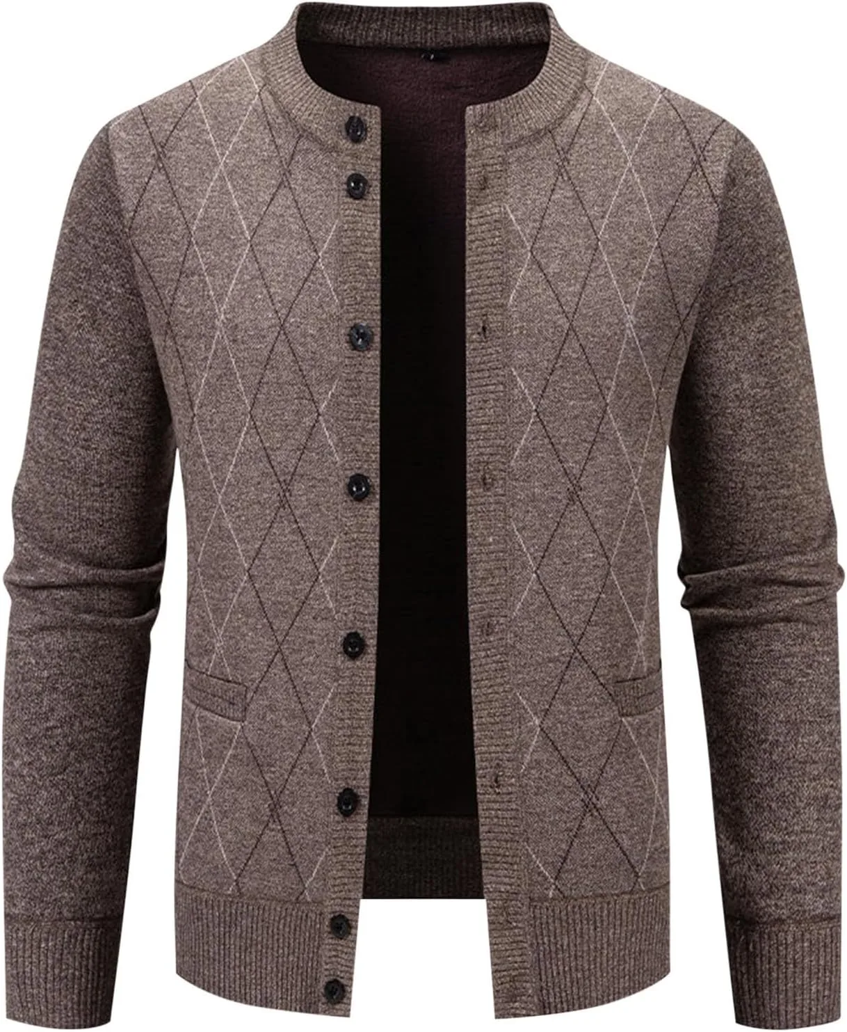 

Мужской кардиган на пуговицах с длинным рукавом и карманами QUNPIU