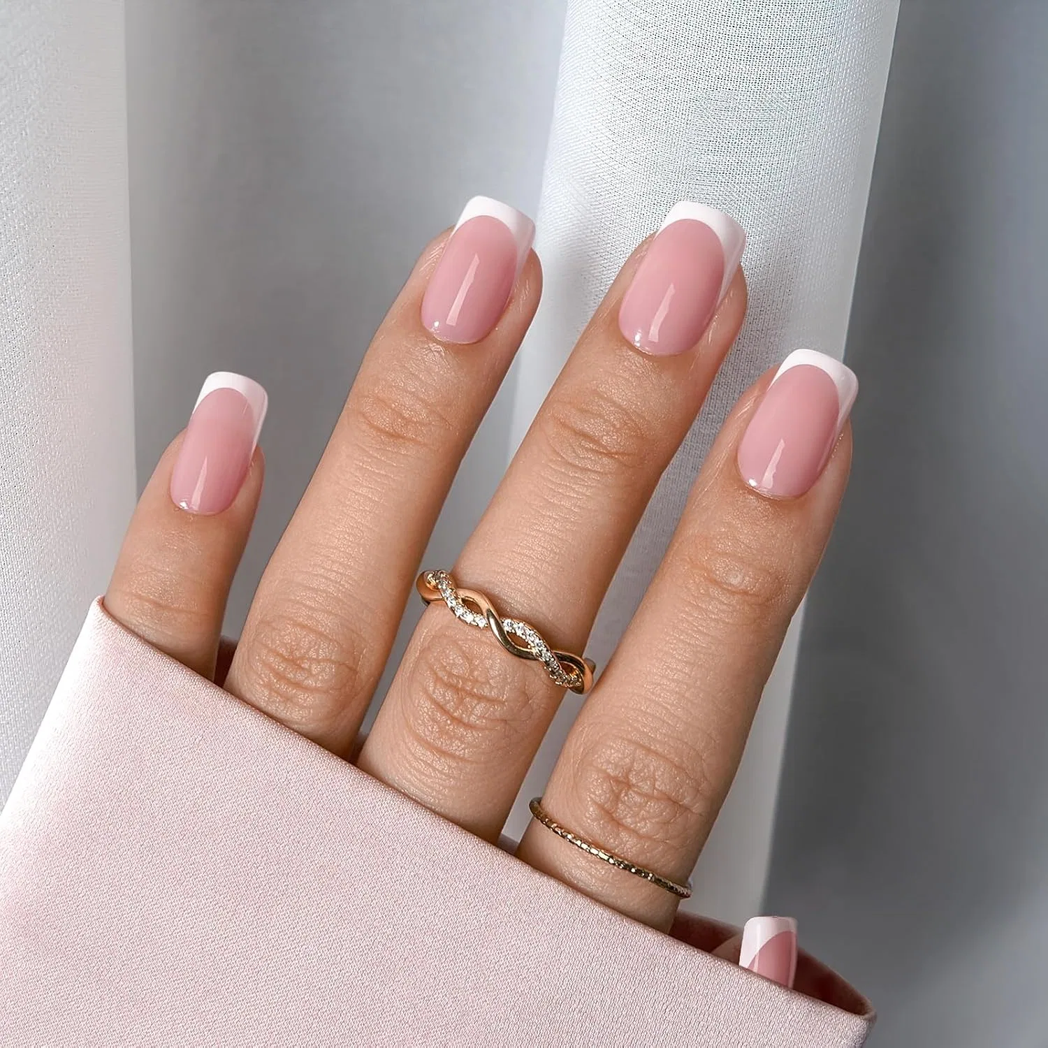 Короткие квадратные накладные ногти BTArtbox French Press On Nails, розовые Btartbox, French Pink-Xs Square — фото 2