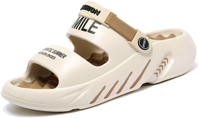 

Мужские домашние тапочки WARKTMY с мягкой подошвой, легкие, для душа, с акупрессурным эффектом и открытым носком, для ходьбы дома и на улице, коричневый