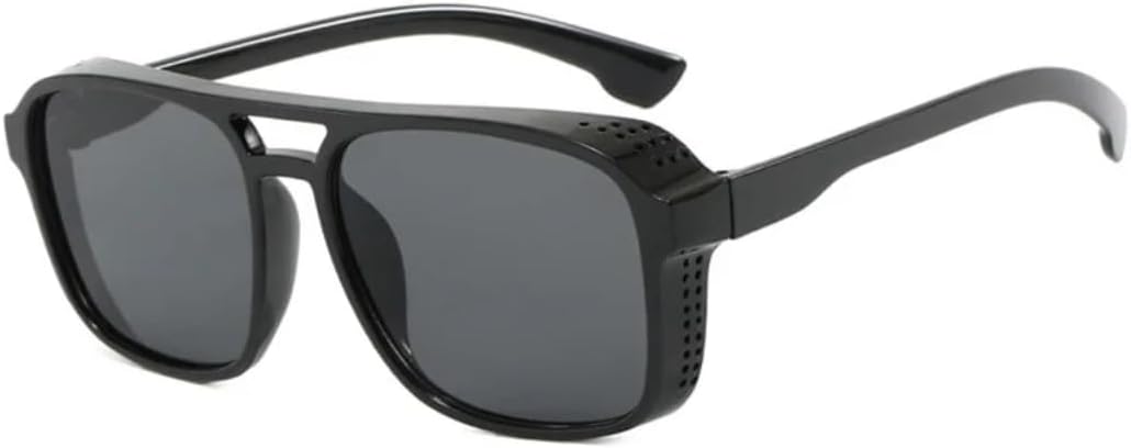 

Солнцезащитные очки для мужчин и женщин - защита UV400 - двойные перемычки, градиентные линзы, большая оправа, подходят для занятий спортом на открытом воздухе и вождения DSVIGF, Black-black