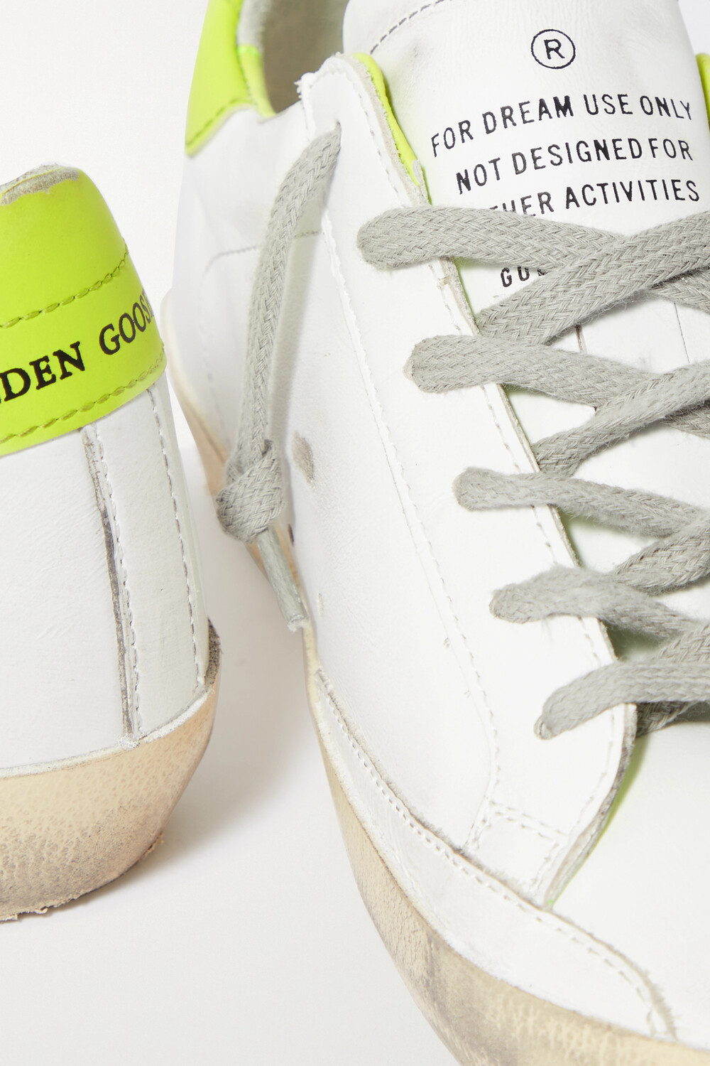 Кроссовки Golden Goose Superstar Distressed Leather, белый/серый/желтый — фото 3
