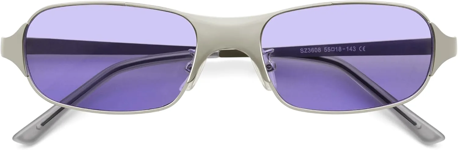 

Ретро-модные прямоугольные солнцезащитные очки в стиле Y2K для женщин и мужчин, стильные металлические солнцезащитные очки AP3782 Appassal, C6 Sand Silver/Purple