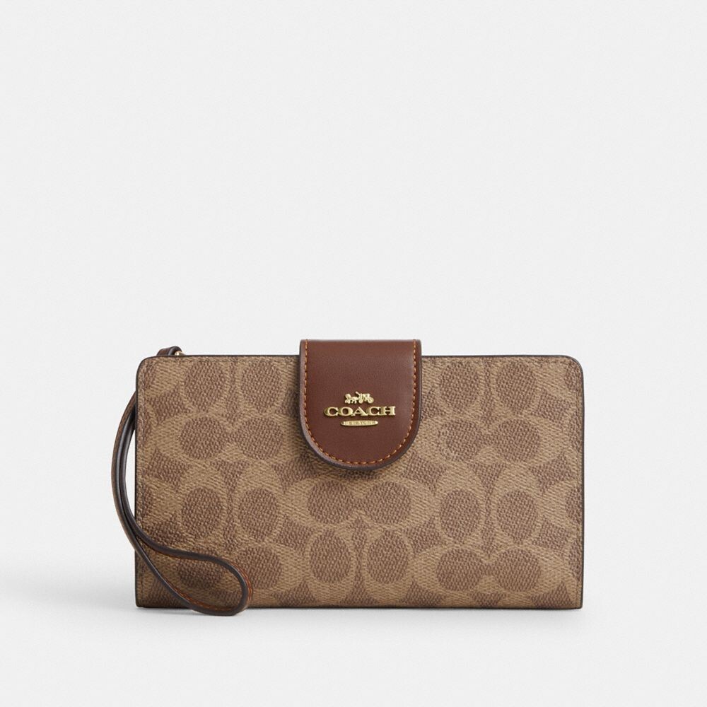 

Телефонный кошелек COACH, золотой/желтовато-коричневый/коричневый