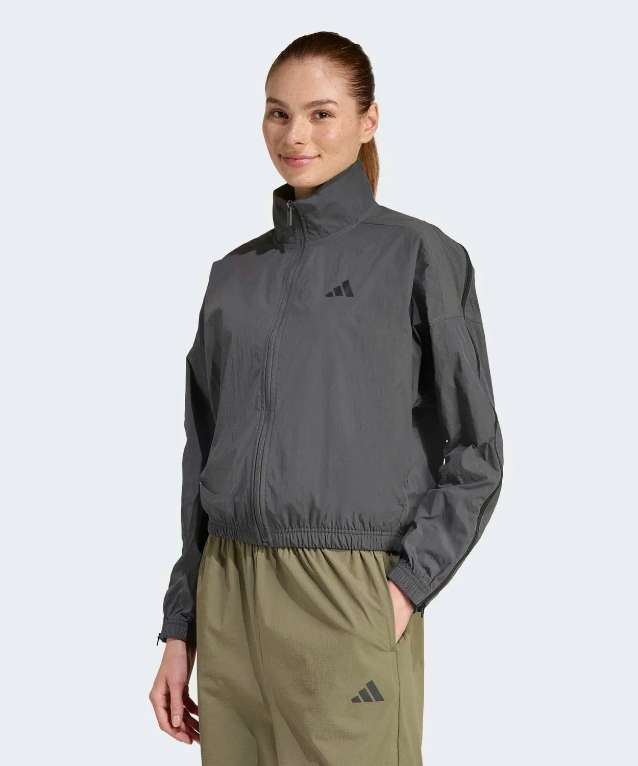 Трек-топ с молнией City Tech Woven Zip Track Top, бренд Adidas, цвет серый