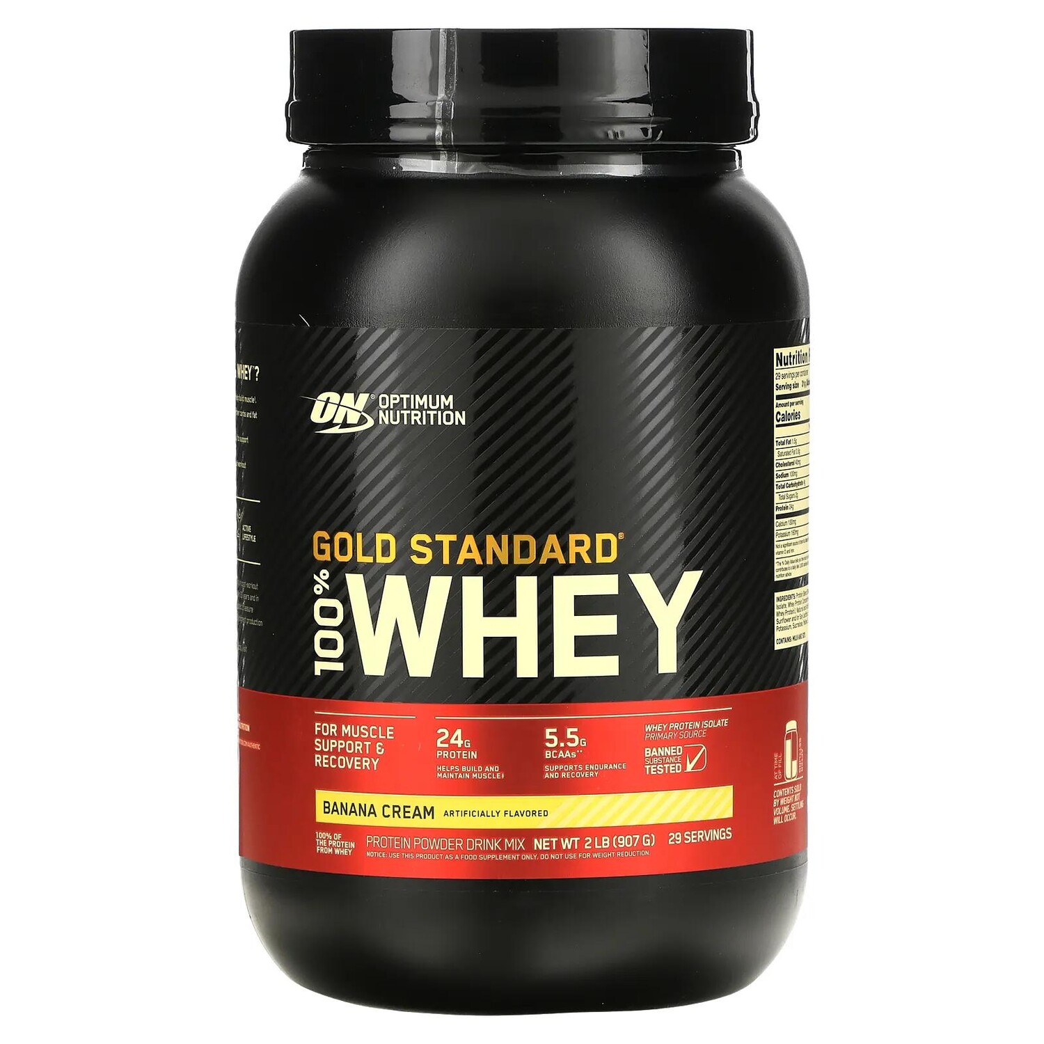 

Optimum Nutrition Gold Standard 100% сыворотка банановые сливки 2 фунта (907 г)