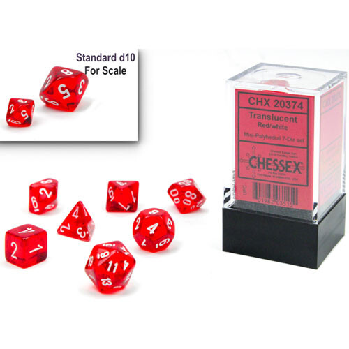 

Аксессуары Chessex Chessex Mini Dice Set: Translucent - Red w/ White (7)