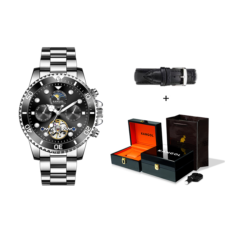 

KANGOL Часы Diver Green Water God Automatic Mechanical Movement Stainless Steel Watchband Watch Men's Watch Black Dial