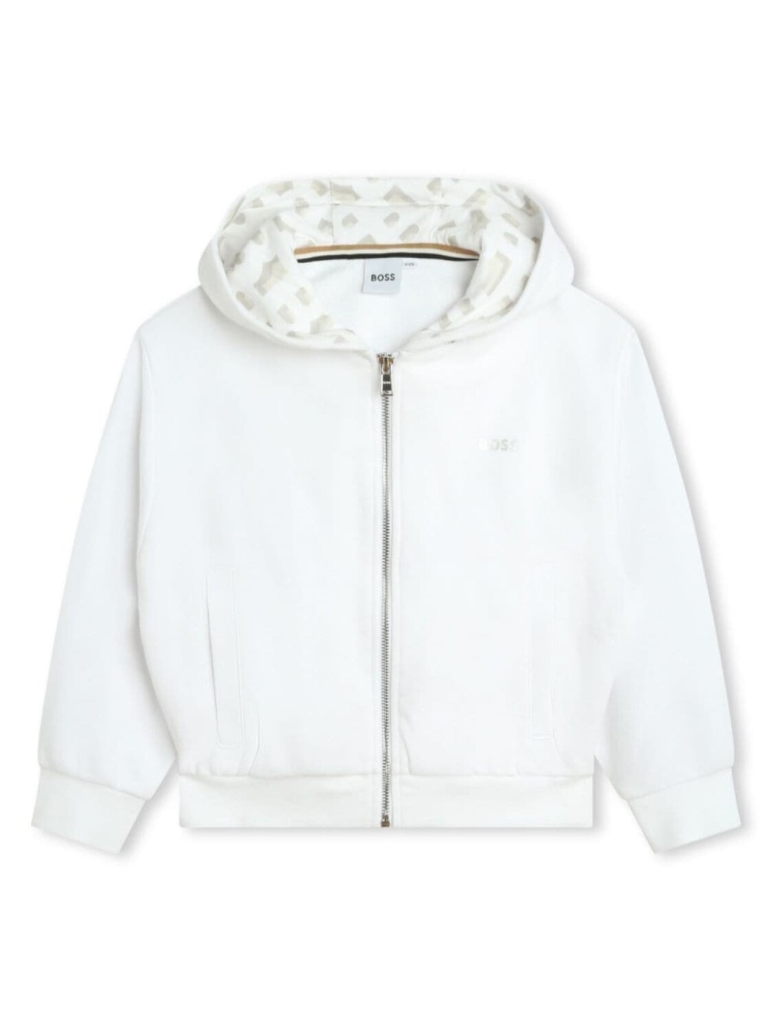 

BOSS Kidswear худи на молнии с логотипом, белый