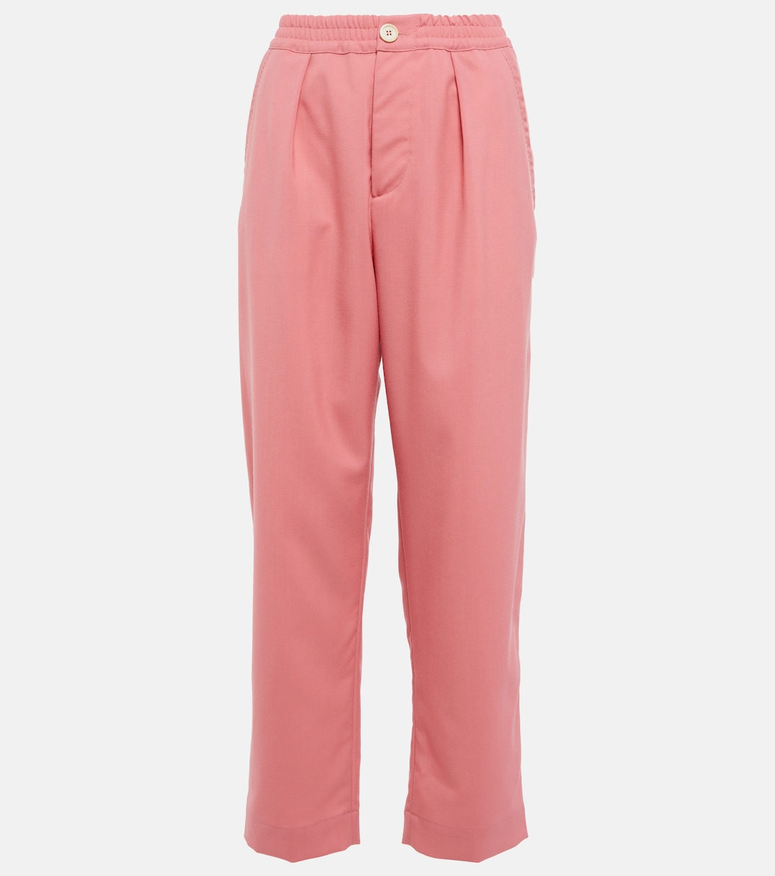 

Укороченные шерстяные брюки с высокой посадкой и складками Marni, Pink Candy