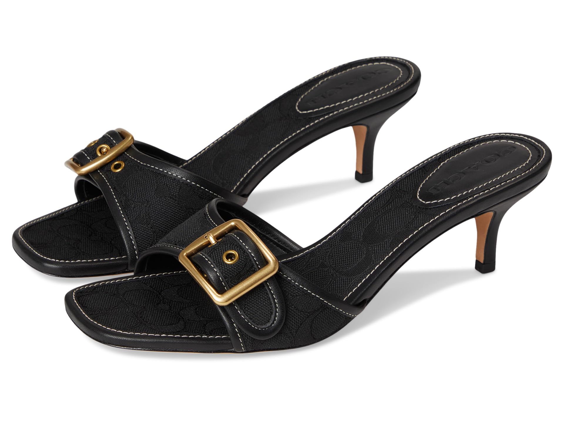 Сандалии COACH Margot Sandals In Signature Textile Jacquard, черный