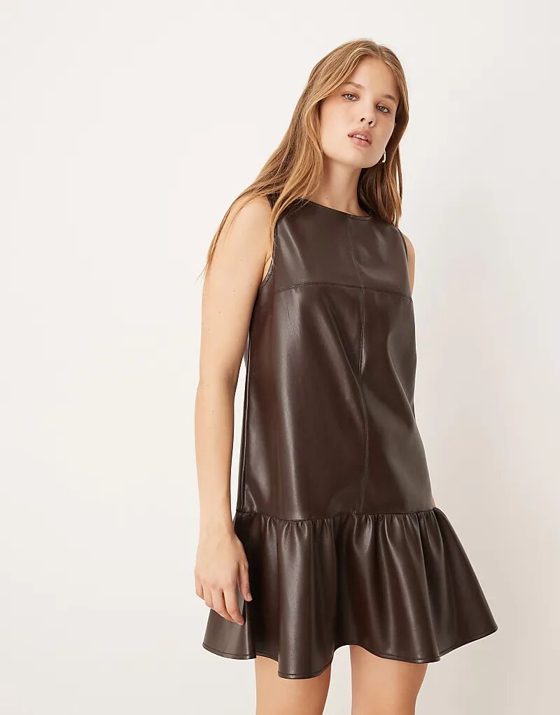 

Платье мини Gina Tricot из искусственной кожи коричневого цвета