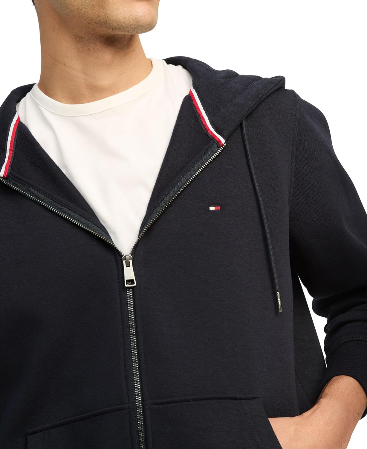 Мужская флисовая толстовка с капюшоном Tommy Hilfiger средней плотности на молнии, Desert Sky — фото 3