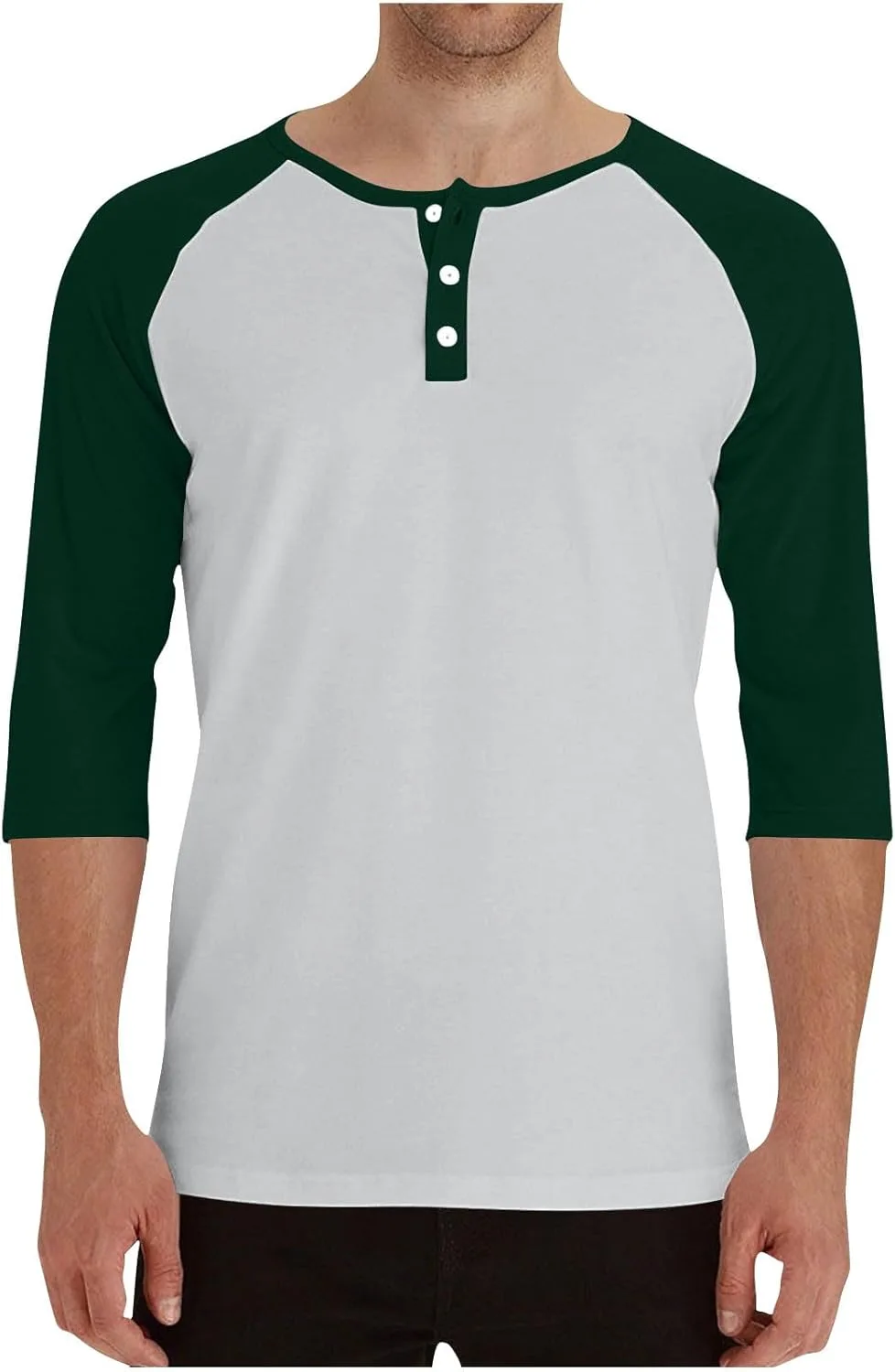 

Мужская футболка хенли с цветными блоками, slim fit и 3/4 рукавом