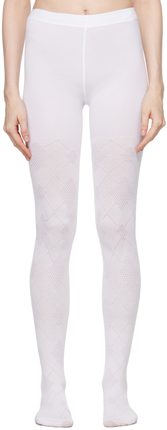 

Колготки из хлопка с узором «Аргайл» OPEN YY, белый
