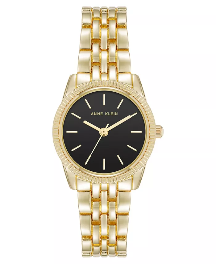 

Женские часы Quartz Casual с монетным краем, черные с позолотой, металлический сплав, 26 мм Anne Klein