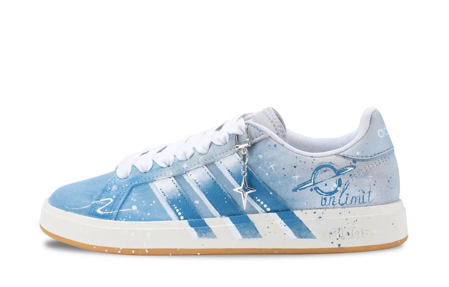 Grand Court Base 00s Mist Starfish Trail легкие скейтерские кроссовки Unisex бело- Adidas, темно-синий (Special Shopping Bag) — фото 3