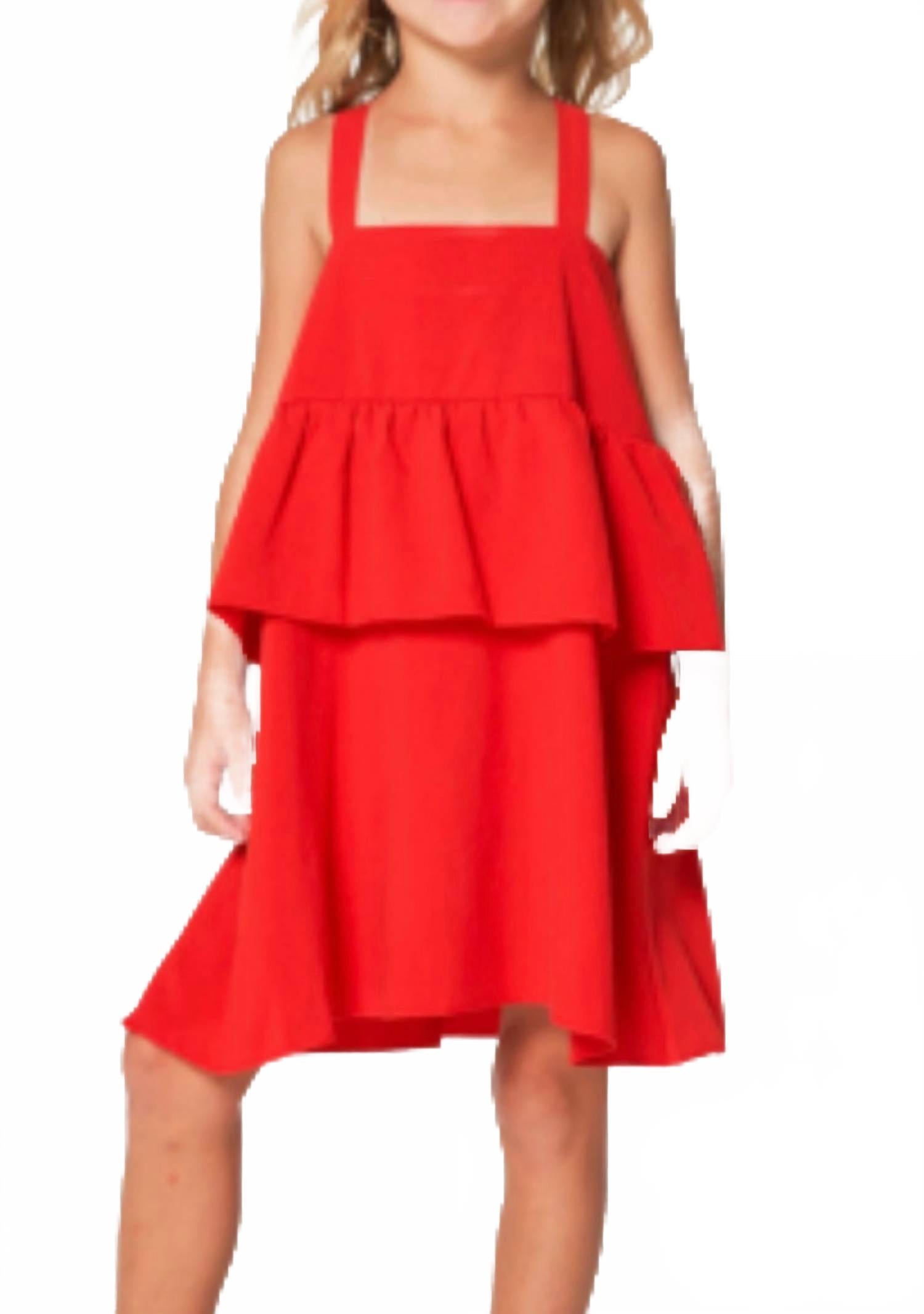 

Детское платье-сарафан с воланами в морском стиле, красное Chaser