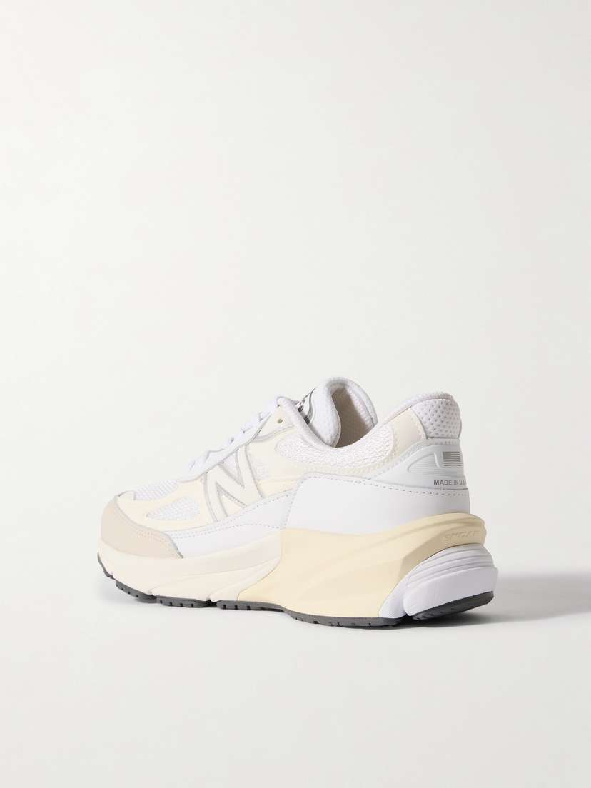 Кроссовки из кожи и сетки 990v6. New Balance, белый — фото 3