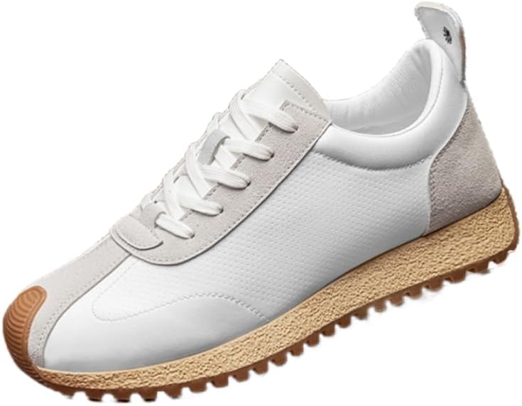 

Мужские повседневные спортивные кроссовки с толстой подошвой и шнуровкой- однотонный дизайн для повседневной и уличной носки Hoalox, белый