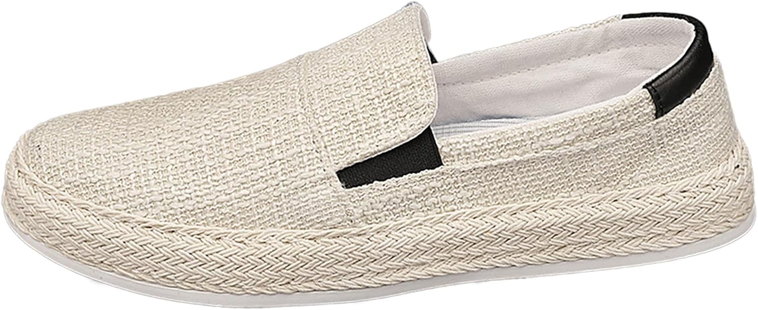 

Летние мужские повседневные леные туфли 2023 года, корейские студенческие туфли с соломенной плетеной подошвой, повседневная обувь для мужчин, размер 13 Generic, бежевый