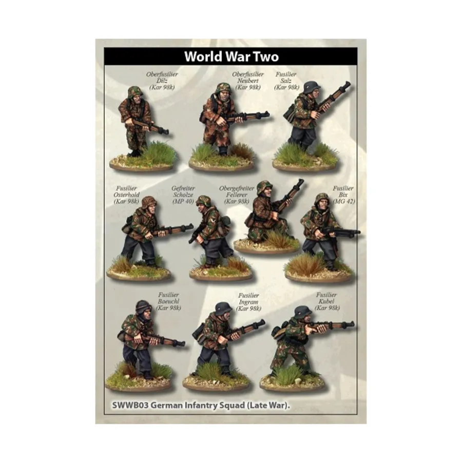 

Немецкий пехотный отряд (Поздняя война), WWII Miniatures - German Forces (28mm) (Artizan Designs)