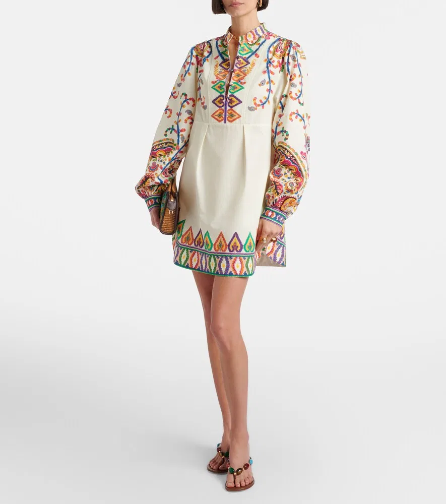 Мини-платье из хлопка с принтом Etro, мультиколор — фото 2