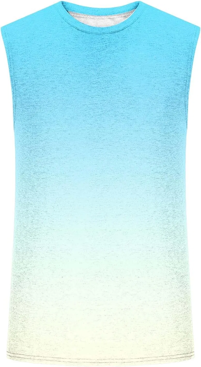 Мужской топ без рукавов из хлопка и льна, Light Blue — фото 4