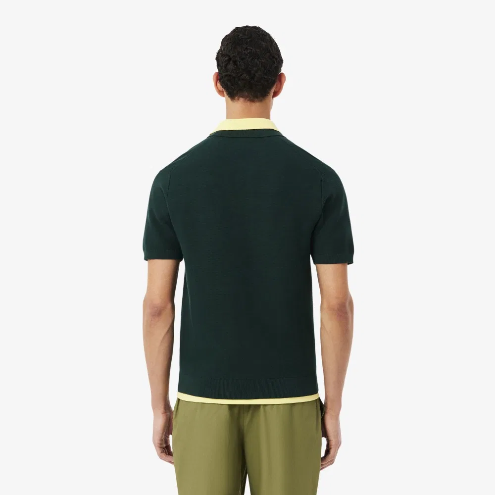 Мужской свитер-поло Links Links с коротким рукавом тёмно-зелёный от Lacoste — фото 3