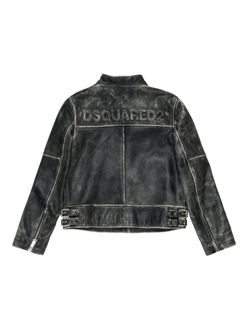 Куртка из состаренной кожи Dsquared2 Kids, черный — фото 2