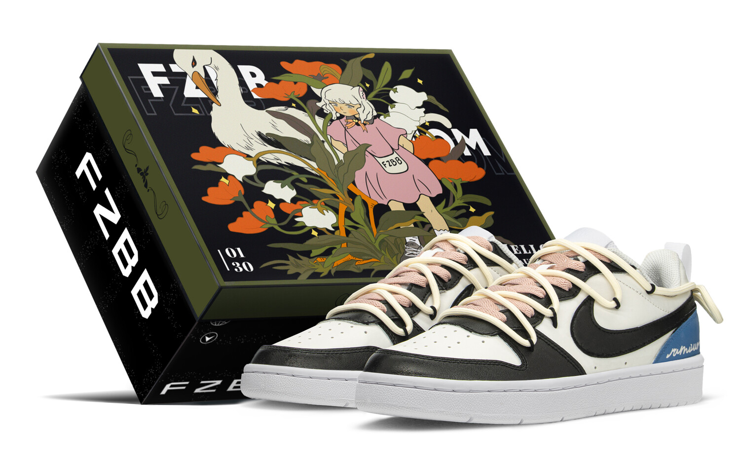 

Кроссовки Nike Court Borough Series Skateboard Shoes Women's Low-Top Black Blue