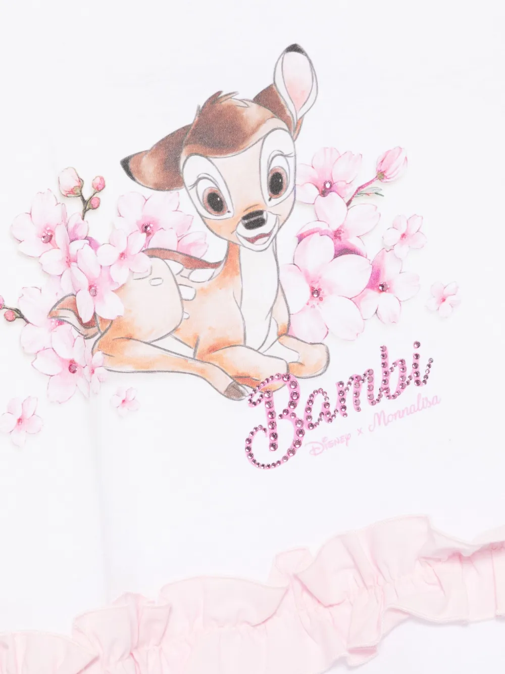 Футболка с принтом Bambi из коллаборации с Disney Monnalisa, белый — фото 3