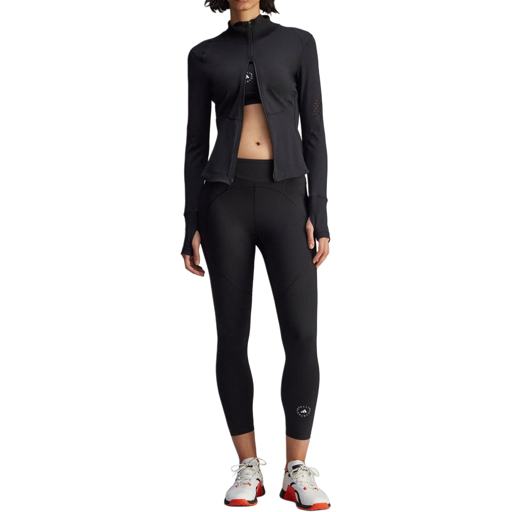 Adidas Стеганая куртка на молнии с лазерной резкой от Stella McCartney, Black — фото 2