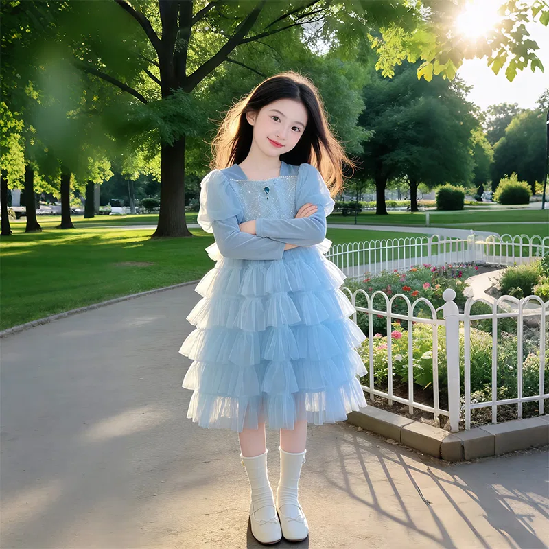 Платье детское Spring Fall Season Kids' Disney, Light Blue — фото 3