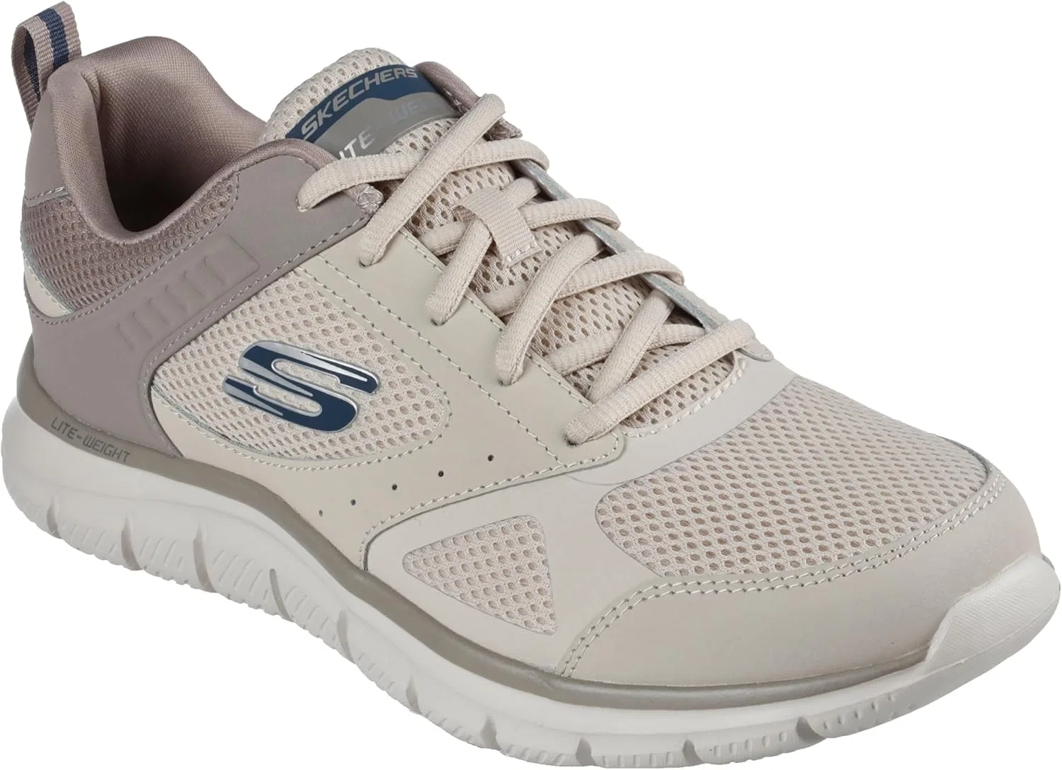 Мужские спортивные кроссовки Skechers Track Syntac, Taupe Leather Mesh Trim — фото 2