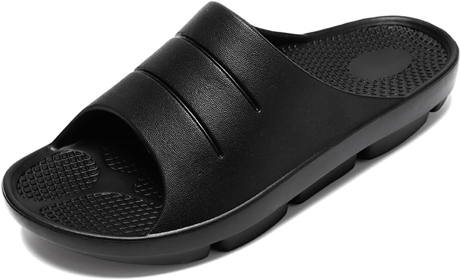 

Мужские шлепанцы YFDZKJ с толстой подошвой, мягкие шлепанцы для ванной, универсальная обувь для дома с мягкой подошвой, легкие и повседневные шлепанцы, мужские антискользящие шлепанцы с поддержкой свода из EVA, черный