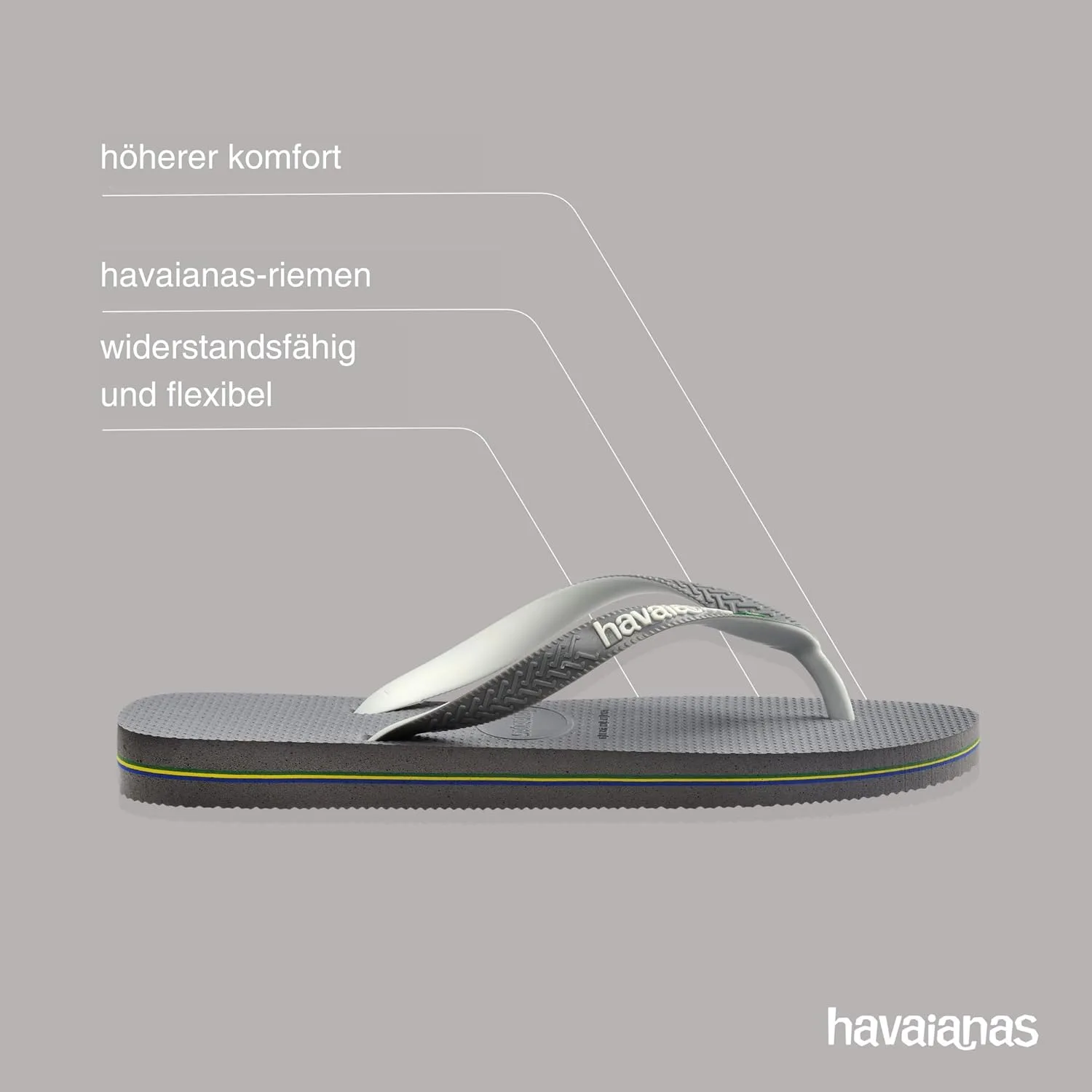 Логотип Havaianas Brasil, культовые, декоративные сандалии ручной работы с ремешками, украшенные бразильским флагом, и низким основанием в красной зоне, унисекс, для взрослых — фото 4