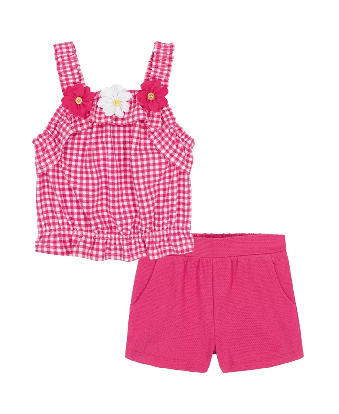 

Детский комплект для девочек: топ в клетку Popcorn и однотонные шорты (2 предмета) Kids Headquarters