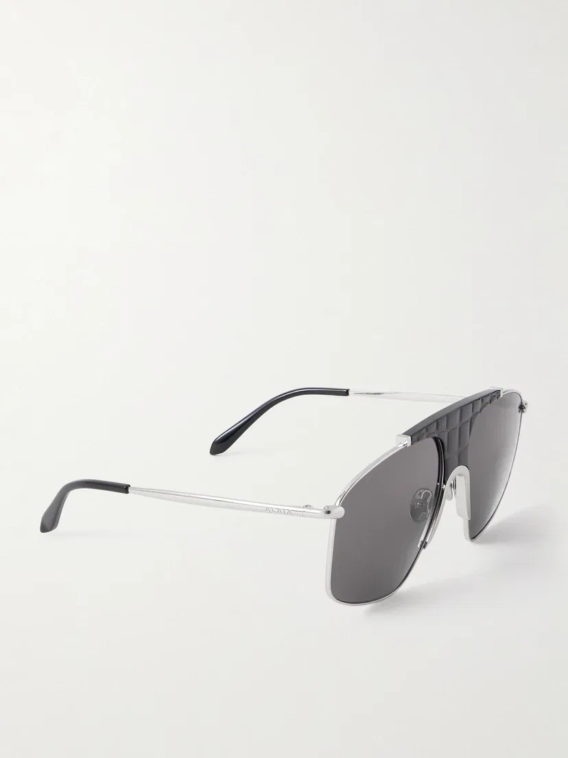 Солнцезащитные очки-авиаторы серебристого цвета с оправой из ацетата ALAÏA EYEWEAR, серебряный — фото 3