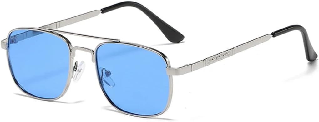 

Солнцезащитные очки с защитой от УФ-излучения UV400 | Большая металлическая оправа с двойным мостиком и градиентными линзами | Для женщин и мужчин, для занятий спортом на открытом воздухе и вождения DSVIGF, Silver-blue