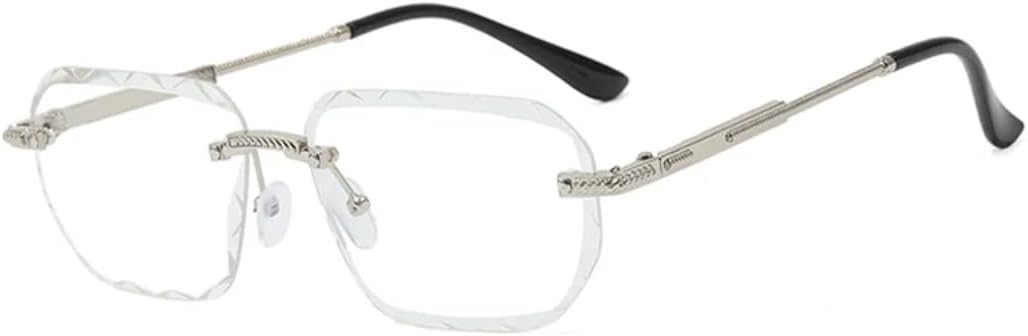 

Модные солнцезащитные очки без оправы для женщин и мужчин, с закругленными краями, в стиле ретро, ​​солнцезащитные очки без оправы, защита от УФ-излучения UV400 VVTWSSW, Silver Clear