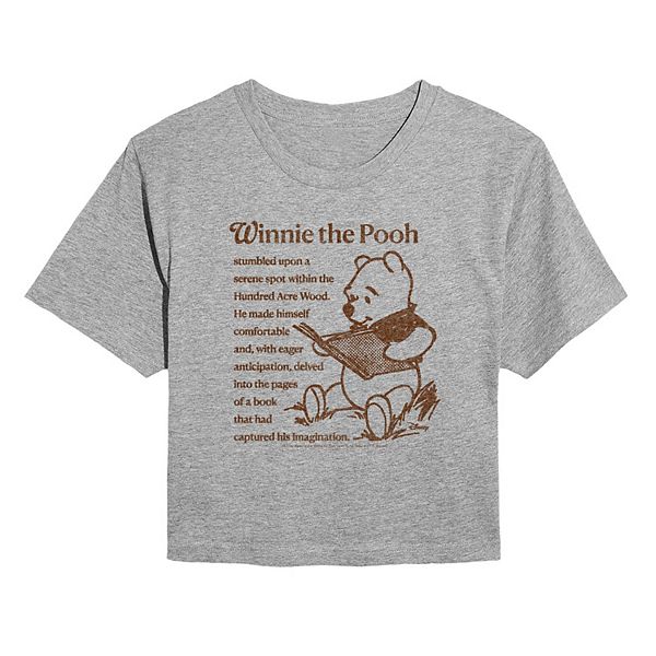

Детская футболка кроп с Винни Пухом за чтением книги Disney, Heather Gray