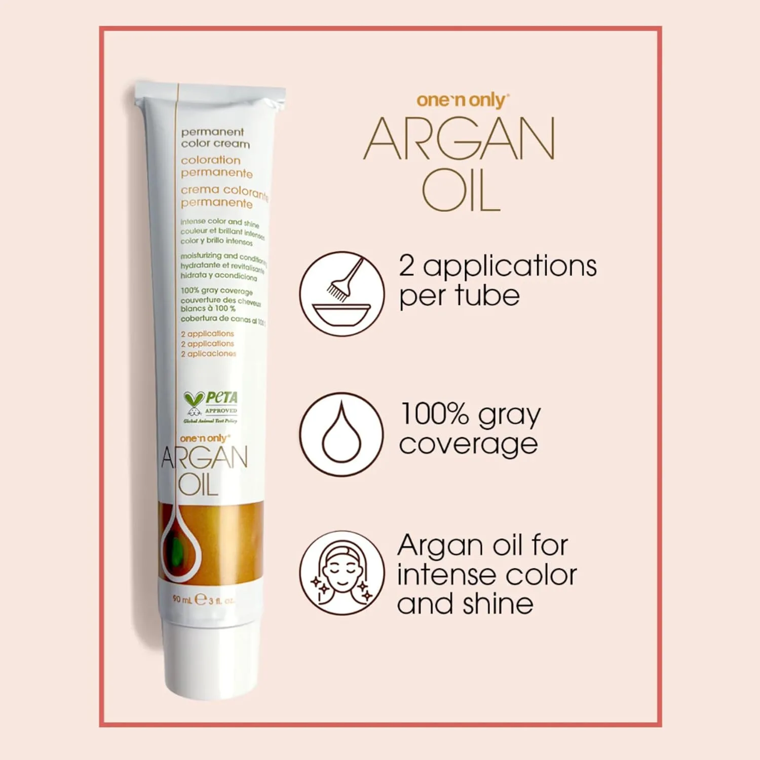One N' Only Permanent Hair Color - стойкая краска для волос с аргановым маслом, насыщенные тона, маскирует седину, увлажняет и укрепляет, 8NG Light Ginger Ale Blonde (85 г) One 'N Only, 8NG Light Ginger Ale Blonde — фото 3