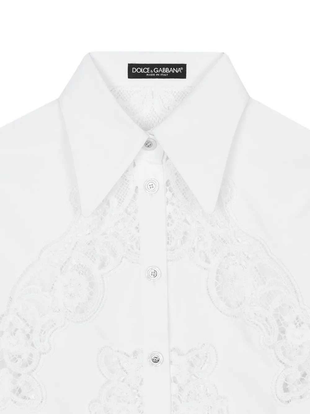 Поплиновая рубашка с цветочной вышивкой DOLCE & GABBANA, белый — фото 3