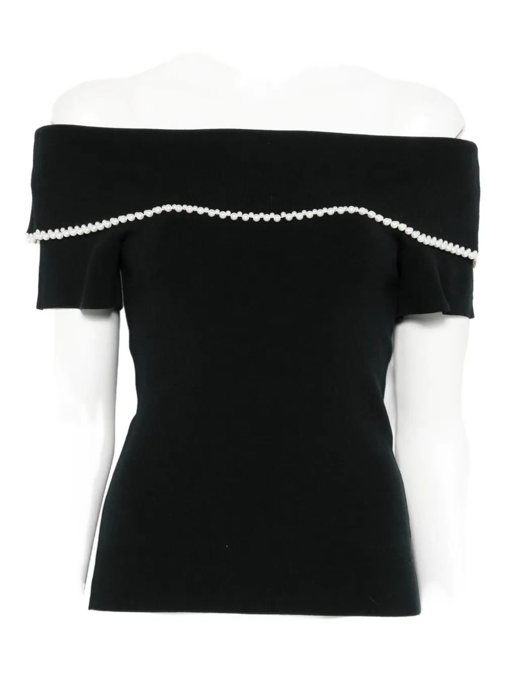

Блузка с открытыми плечами, украшенная бисером By Malene Birger, черный