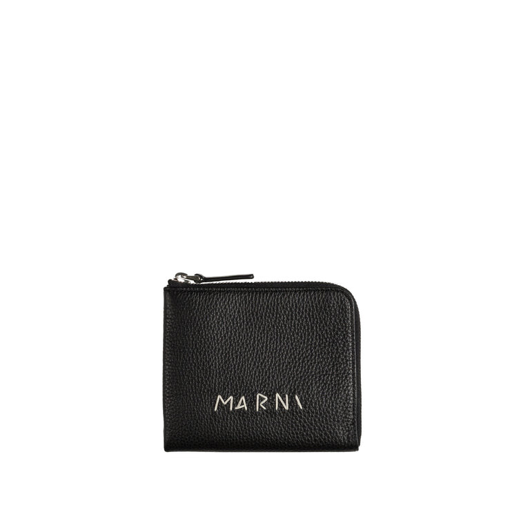 

Кошелек Zip Around Leather Wallet Marni, черный